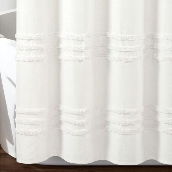 Open Box - Lush Decor - 72"x72" Boho Kendra Tufted Yarn Dyed Eco Friendly  White - Picture 3 of 4